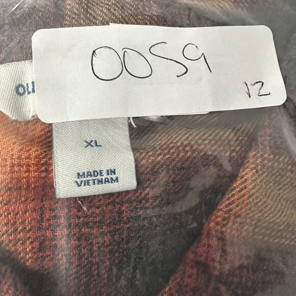 Old Navy The Boyfriend Shirt Orange Plaid Flannel Swift Swiftie Evermore XL - Picture 14 of 14